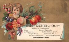 1880s-90s Girl Among Fruit Murray Spink & Co. Jobbers Fancy Goods RI Trade Card picture