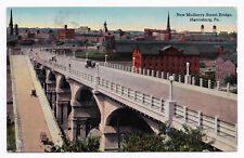 1913 Harrisburg PA New Mulberry Street Bridge Watkins NY Old Antique DB Postcard picture