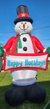 Gemmy Airblown Inflatable 12 Foot Snowman Happy Holidays Sign Christmas picture