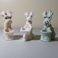Scottie Dogs 3 Carved Salt Stone Scottish Terrier Blue Earth MN Grannycore picture