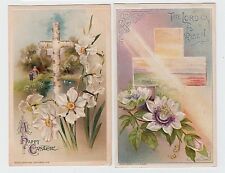 Lot of 2 Antique Easter Postcards John Winsch Floral Cross Germany Embossed picture