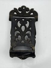 Vtg Antique Cast Iron Art Wall Match Safe Holder Wrought Iron Black 7