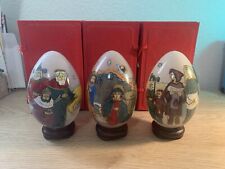 Vintage 1991 TREASURED VISIONS HAND BLOWN & PAINTED GLASS EGGs SET picture