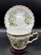 Vintage Royal Crown Teacup&Saucer Daisy Bouquet 3200 Gold Trim White picture