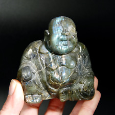 Large Super Flashy Labradorite Laughing Buddha Crystal Carving picture
