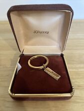 Vintage 1/10 10 kt Keychain Keyring JCPenney Ruler Green Stone picture