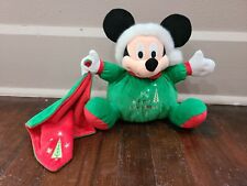 Disney Store 10” Baby Mickey My First Christmas Santa Round Plush with Blanket picture