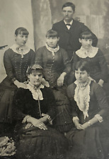 Civil War Era Tintype Photo of Family in Old World Style Dress Circa 1860’s picture