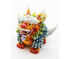 Bejeweled Enameled Animal Trinket Box/Figurine With Rhinestones-Qi Lin Dragon picture