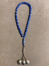 Syrian Islamic Prayer Beads 33 Tasbih Blue with Metal Tassels picture