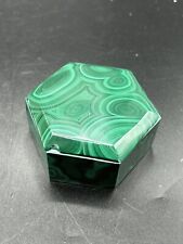 JEWELRY Trinket BOX MALACHITE Gemstone Box Handmade Hexagon 238g ~3”W *READ* picture