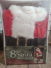 VTG 1990s Holiday Time 8 Piece Santa Claus Fur Trim Suit Fits Up To Size 48 🎅 picture