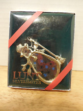 Vintage  Lunt Silversmiths Silver Tone Metal Snowman Christmas Ornament picture