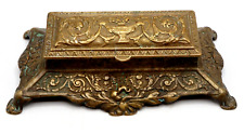 Antique French Ornate Brass Inkwell Stamp Holder B31 picture