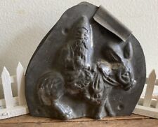 RARE Early KUTZSCHER WORKS 3  1/2” Santa on Donkey • Antique Chocolate Mold picture