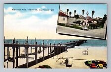 Oceanside CA-California Pleasure Pier Beach Period Cars Vintage Postcard picture
