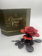 Royal Worcester Ornamental Studio Ceramic and Bronze Red Rose Sculpture picture