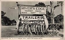 Fort Myers Florida Tamiami Trail Rivers Edge Tourist Park Fish on Sign Postcard picture