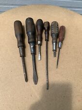 Vintage Wooden Handle Screwdrivers - Lot Of 6 picture