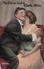 Clark Ohio Romance Man Hugs Woman c1911 The Life We Lead Vintage DPO Postcard picture
