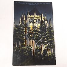 Washington DC -Saints Peter & Paul Cathedral- Stain Glass Tower Night Postcard picture