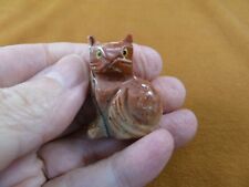 Y-CAT-41) Red KITTY CAT gemstone figurine love cats SOAPSTONE PERU effigy picture