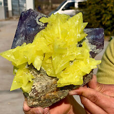 5.78LB Minerals ** LARGE NATIVE SULPHUR OnMATRIX Sicily With+amethyst Crystal picture
