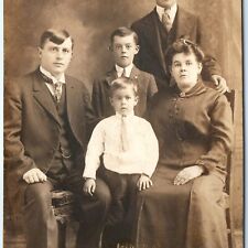c1910s Family Portrait RPPC 3 Handsome Boys Real Photo Young Men Woman Mom A159 picture