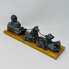 Wolf Originals Sculpture Canada Dog Sled Inuit Figurine Handcrafted Carving Vtg picture