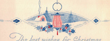 C1920s Hand Color Christmas New Year's Art Smoke Chimney Trees Vtg Greeting Card picture