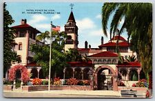 Hotel Ponce De Leon St Augustine Florida Entrance & Garden Flowers Postcard picture