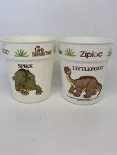 Vintage 1988 Land Before Time Lot Of 2 Littlefoot And Spike Ziploc Plastic Cups picture