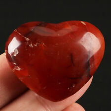 Natural Red Carnelian Agate Crystal Quartz Peach Heart Reiki Heal Palm Stone 268 picture