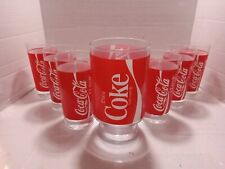 Coca-Cola vintage 1980's Coke logo Glasses (1 large)-(6 small) (Lot Of 7) picture