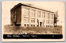 Perry Iowa~Beautiful New High School On Hill~Grounds Need Lots of Work~RPPC 1914 picture