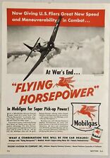 1944 Print Ad Mobilgas Flying Horsepower WW2 US Navy Fighter Airplanes Socony picture
