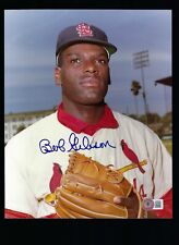 Lou Brock signed 8x10 photograph Beckett Authenticated Cardinals HOF picture