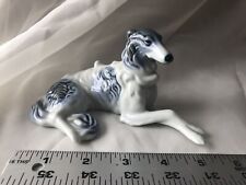 Borzoi Russian Wolfhound Figurine Statue Ceramic Dog Vintage Lying Small Japan picture