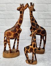 3 Vintage Wood Hand Carved Giraffe Set, Calgary, Alberta, Canada Carved Ironwood picture