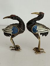 Chinese Cloisonne Filigree Cranes Set Of 2 picture