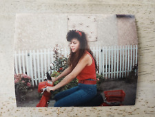VINTAGE 1980'S PHOTO OF PRETTY MEXICAN AMERICAN LATINA TEEN ON SCOOTER BIG HAIR picture