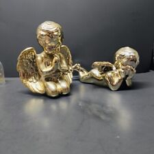 Vintage Gold Painted praying and laying Cherubs, Set Of 2 picture