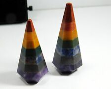 Rainbow Layered Chakra Orgone Tower Shape LARGE 46mm E Pair MF & 5G Protection picture