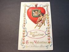 Loves Greetings Valentine - 1911 Ben Franklin One Cent Embossed Postcard. picture