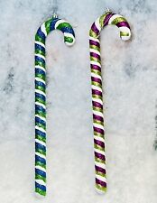 Mega Size Christmas Ornament Set Of 2 Pink Green Candy Cane Twisted 13