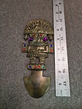vintage brass Peruvian Tumi dagger wall hanging decor 7 inches tall picture
