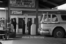 Orig 1960's Film NEGATIVE Scene w Military Men at State Road Bus Rest Stop DE picture