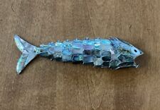 Vintage Abalone Paua Shell Articulated Fish Bottle Cap Opener 7.5” picture