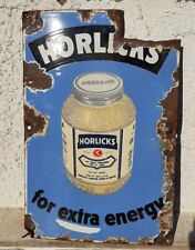 Vintage Old Rare Horlicks Milk Food Drink Ad Porcelain Enamel Sign Board England picture