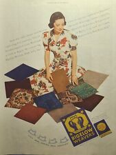 Vintage Print Ad 1937 Bigelow Weavers Rugs & Carpets Lively Wool Lady w Samples picture